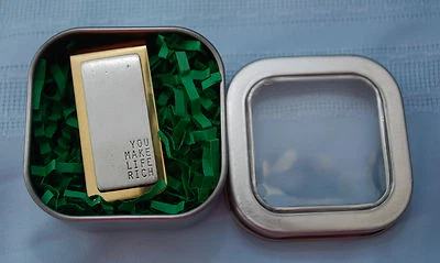 USA-Made Inspirational Money Clip Engraved w/ "You Make Life Rich" by HC Pewter - Image 1 of 4
