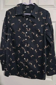 Cotton Traders Black Shirt With Dog Print On - Picture 1 of 14