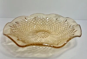 Vintage INDIANA CARNIVAL Glass Bowl Amber Gold/Relish Candy 11” Ruffled Edge - Picture 1 of 4