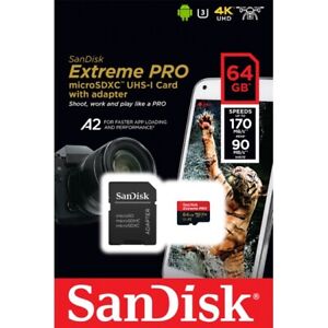 Genuine SanDisk 64GB Extreme Pro Micro SD (SDXC) Card U3,V30,A2,170MB/s R