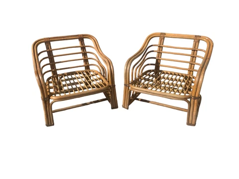 Vintage Brown Jordan Rattan Lounge Chairs - A Pair Cover