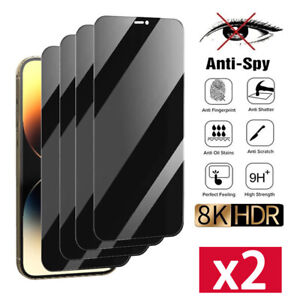 2PCS Privacy Glass Screen Protector For IPhone 14 13 11 12 Pro Max Mini 7 8 Plus