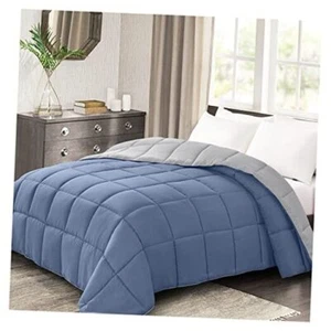 Lightweight Queen Comforter - Blue Down Alternative Full/Queen Blue/Grey - Picture 1 of 7