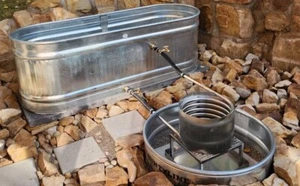 25.4mm water heater coil w/ fireguard 50cm hose, brass connectors stand & ashpan - Picture 1 of 10