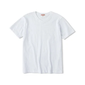 7.2 oz Cotton V-Neck Loopwheel Tubular Basic Short Sleeve T-Shirt - Picture 1 of 11