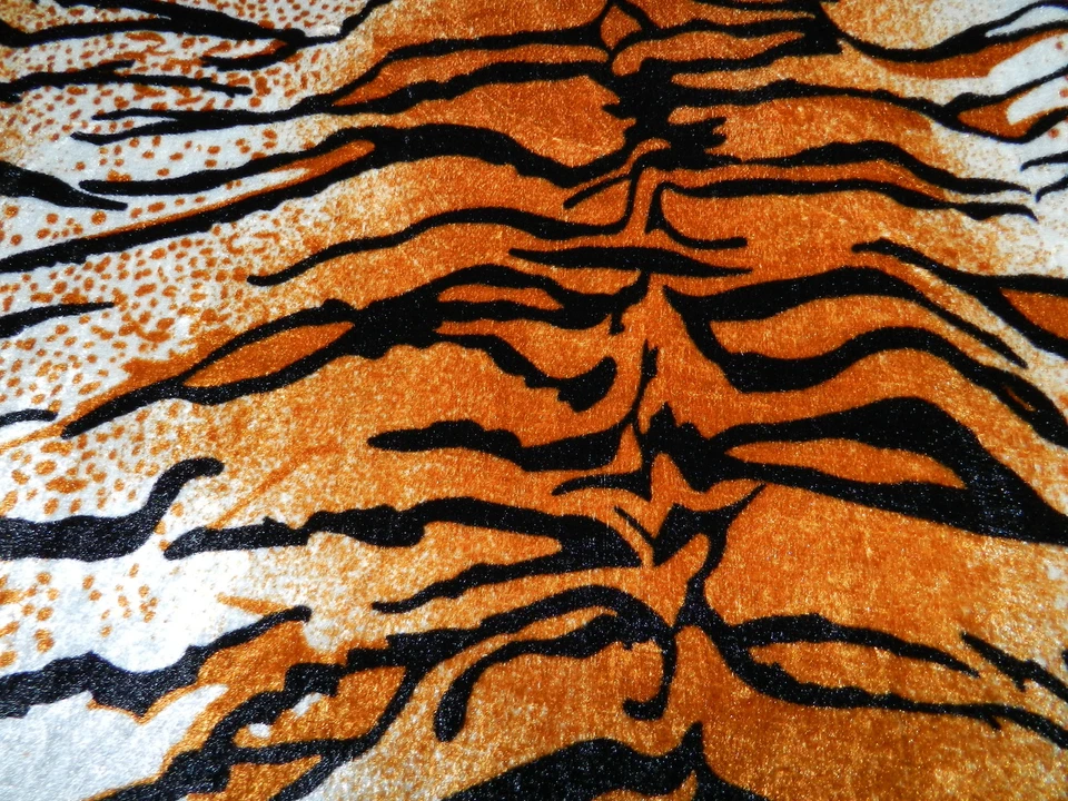 PANNESAMT Samt TIGER Tierfell  Fellimitat Stoff Stoffe Meterware NEU - Bild 1 von 1