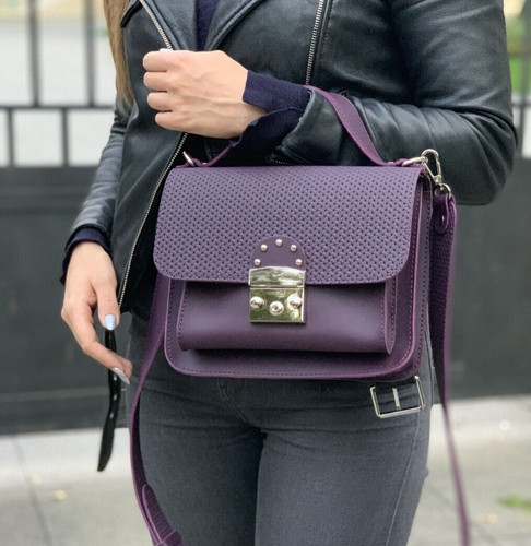 COACH Borsa donna viola melanzana tracolla pelle borsetta melanzana viola tracolla