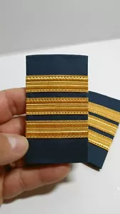 First officer Pilot Epaulets 3 Bars Gold / DARK BLUE - Picture 1 of 7