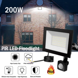 200W LED Floodlight Outside Light PIR Security Flood Outdoor Garden Spotlights - Picture 1 of 24