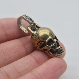 Brass Skull Keychains Keyring Skull Pendant Punk Biker Key Chain DecorationsGift - Bild 1 von 6