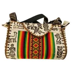 Borsa a tracolla nuova Perù Cusco donna tessuto pelle goffrata boho borsetta - Foto 1 di 4