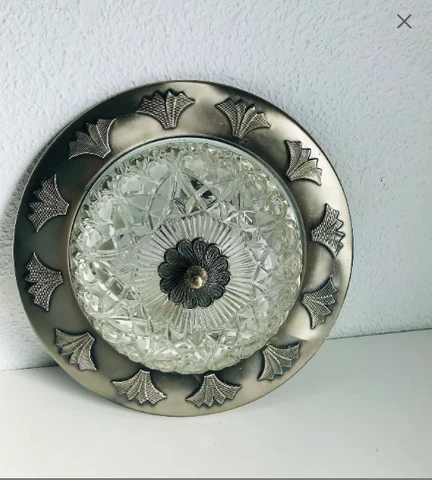 12.5" Antique Silver Cut Crystal Crystal Flush Mount Ceiling Light Fixture Cover