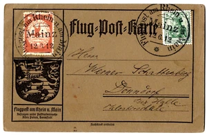 LZ10 Schwaben Flugkarte Rhein Main Mainz Ersttagsstadt 12. Juni 1912 10 Pf - Bild 1 von 2