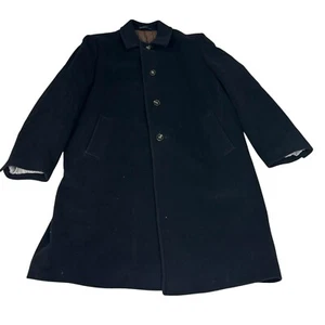 M&S Collezione Mens XL Black Wool Cashmere Long Overcoat Winter Formal Coat - Picture 1 of 8