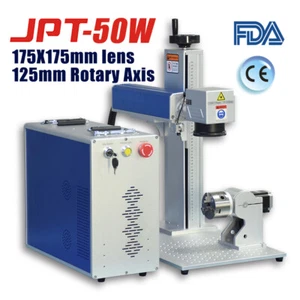 50W JPT Fiber Laser Marking Machine 125mm Rotary Axis 175mmCE&FDA Laser Engraver - Picture 1 of 45