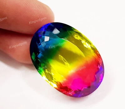 78 Ct Doublet Glass Stone Multi Color Tourmaline Oval Cut Stone Loose Gemstone - Image 1 of 4