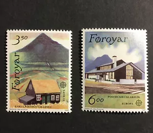 Post Offices Europa postfrisch 2er Set Briefmarken 1990 Färöer Inseln #205-6 Glogv Klaksvik - Bild 1 von 1