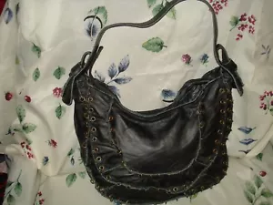 INGE CHRISTOPHER BLACK LEATHER HOBO BAG BEAUTIFUL AUTHENTIC NEW SUPER SALE! - Picture 1 of 12