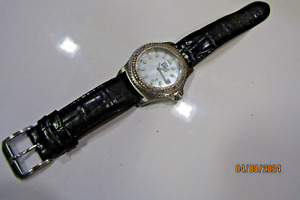 ESQ mother of pearl, rhinestone unisex watch's, wear or resale New battery #B7
