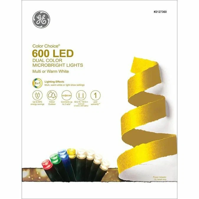GE Color Choice 600-Ct 124 ft Color Changing MicroBright LED Light 8 Function - Image 1 of 4