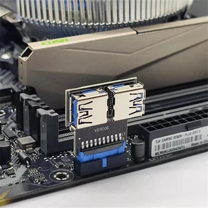 Motherboard 20/19 Pin Box Header Slot auf Dual USB 3.0 A Typ Buchse Adapter - Afbeelding 1 van 8