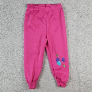 90s Pink Flower Embroidered Girls Size 5 Toddler Retro Stretch Sweatpants Pants - Picture 1 of 5
