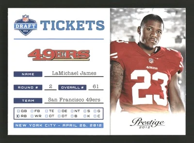LaMichael James 2012 Panini Prestige #23 NFL Draft Tickets San Francisco 49ers - Image 1 of 2