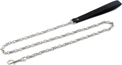 3.5 Feet Heavy Duty Leather Handle Chain Leash for Sex Collar Choker Necklace, B - Изображение 1 из 3