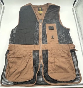Browning Shooting Vest Mesh Pockets Brown/Black Men Sz XL Skeet/Trap Hunting EUC - Picture 1 of 14