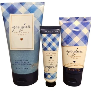 (3) Bath & Body Works Gingham Foaming Sugar Body Scrub, Hand Cream & Body Cream - Picture 1 of 2