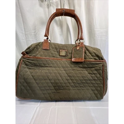 LIZ CLAIBORNE CARRY ON TRAVEL BAG ON ROLLER WHEELS HANDLE LUGGAGE 20X12 Green - Image 1 of 4