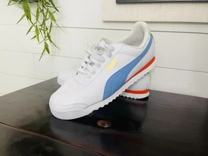 Puma Roma Basic Mens Size 10.5 Low Top Sneakers Shoes White Blue Red - Picture 1 of 19