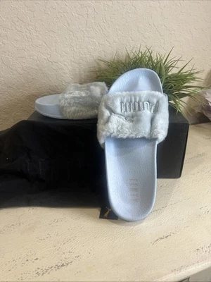 Sandalias Raras Puma Rihanna Fenty Piel Slide 365772 03 Azul Genial Mujer Talla 10.5 Foto 1 de 4