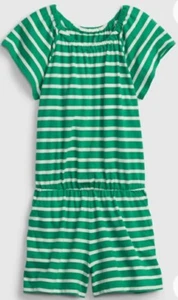 NEW girls GAP green stripe romper size S (6-7Y) - Picture 1 of 3