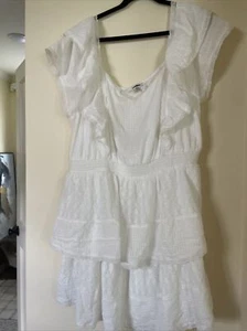American Eagle Outfitters White Cotton Crochet Ruffle Sleeves Dress XXL - Picture 1 of 8