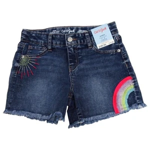 CAT&JACK GIRLS DENIM SHORTS - RAINBOW - SUPER STRETCH- ACID WASH- SMALL(6) - Picture 1 of 3