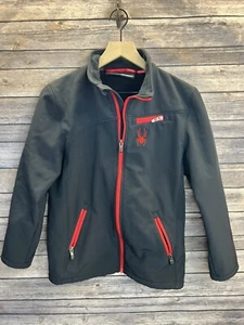 Spyder Boys Size Large 14/16 Black Activewear Outdoor Knit Full Zip Jacket - Picture 1 of 7