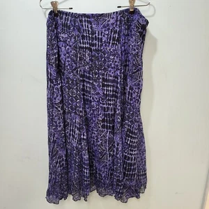Ruby Rd Women's Abstract Black & Purple A Line Midi Skirt Flowy Lined 12P - Picture 1 of 7