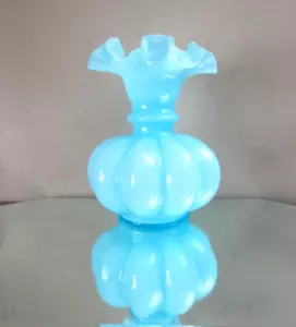 Fenton Blue Overlay No 192 Squat Vase circa 1948 - Picture 1 of 15