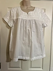 Liza Byrd NWOT White Cotton Embroidered Short Sleeve Tunic Top Shirt XXL - Picture 1 of 10