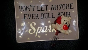 Crystals &  BEAR w/ HEART Jewelry I.D./Badge Holder! - Picture 1 of 4