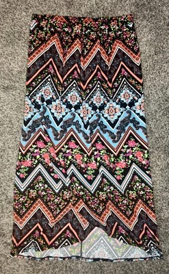 Maxi Falda Bobbie Brooks Mujer Pequeña Multicolor Floral Chevron Poliéster Pull On Foto 1 de 4