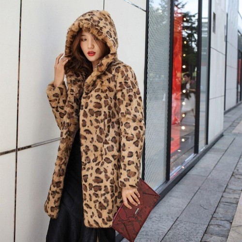 OFF WHITE Pelliccia donna pezzo unico collo pelliccia di volpe vera pelliccia di coniglio cappotto con cappuccio lunghezza media plus