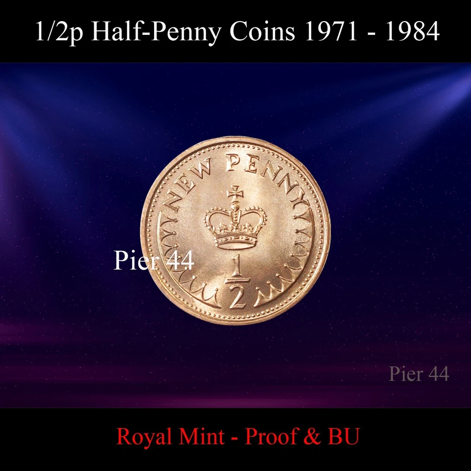 1971, 1972 to 1984 Half Penny 1/2p  Proof & BU Decimal Half Pennies - Image 1 of 1