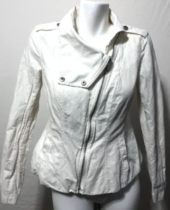 Armani Exchange AX Women Medium Small Jacket White Asymmetrical Zipper Closure - Picture 1 of 10