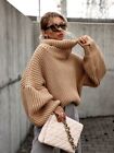 Women's Stone Oversized Cable Knitted Roll Neck Jumper. More Colours. UK8-12