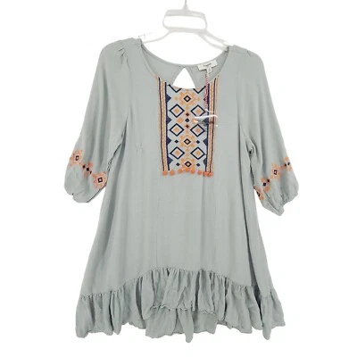 Mini Vestido Hayden Nuevo con Etiquetas Manga Corta Gris Para Mujer Talla M Boho Informal Foto 1 de 4