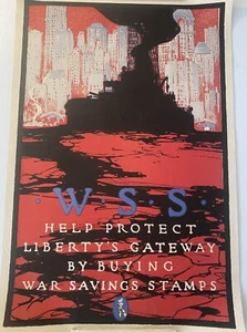 Póster WSS Liberty's Gateway original raro de la Primera Guerra Mundial, horizonte de la ciudad de Nueva York, 30x20 pulgadas - Imagen 1 de 7