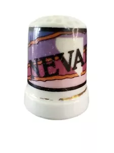 Nevada Map Porcelain Thimble Vintage - Picture 1 of 9