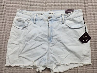Pantalones cortos de mezclilla ajustados para mujer Ava Viv de tiro alto talla 17 azul claro Foto 1 de 4